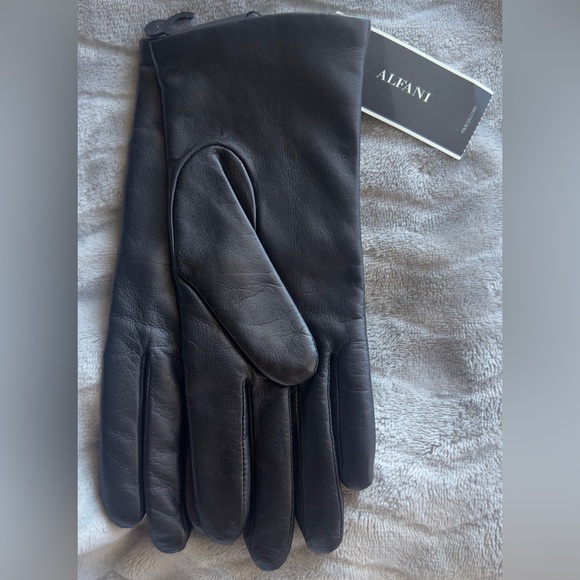 Genuine Leather Cashmere Lined Gloves Alfani Women Size 7 1/2 - Picture 2 of 4